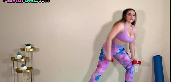  Curvy yoga babe works out before masturbating